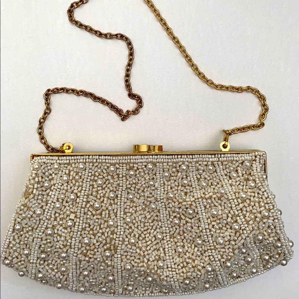 Glint Beaded and Pearl Clutch